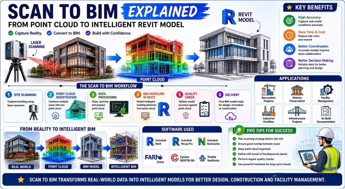 Scan to BIM Explained: From Point Cloud to Intelligent Revit Model