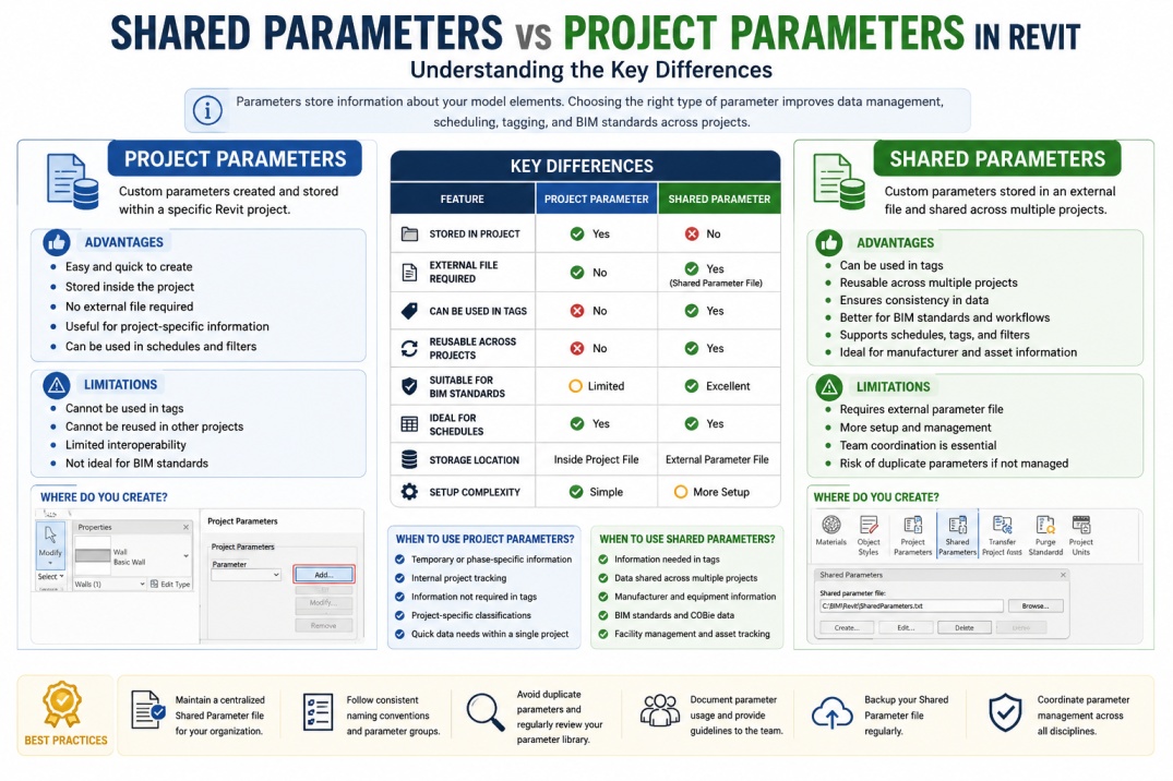 Shared Parameters vs Project Parameters in Revit: Understanding the Key Differences